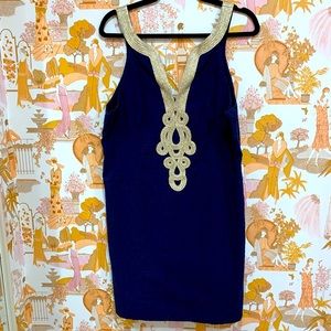 Navy and Gold Lilly Pulitzer Shift Dress!